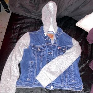 Women’s Gray Hoodie Jean Vest Jacket